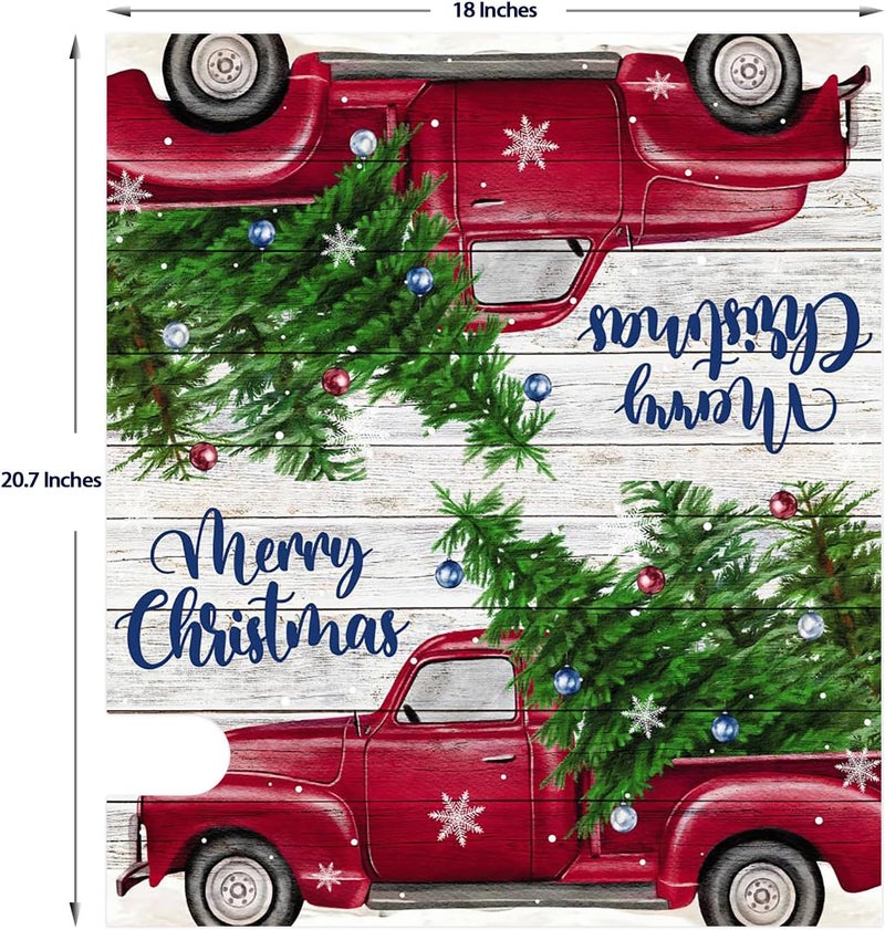 Texupday Merry Christmas Red Truck Pine Tree Decoration Mailbox Cover With Magnetic Strip Winter Snowy Holiday Mailbox Wraps Post Letter Box Cover Standard Size 21" X 18" for Garden Outdoor Yard Decor - Image 4
